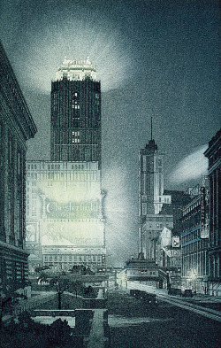 West 42nd Str, Night color aquatint & etching on paper by