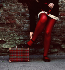 hipstersnail:  Everyone needs a pair of opaque, red tights. 