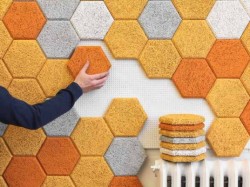 d-d-d:  Colorful Hexagonal Wall Tiles Made From Sound-Absorbing