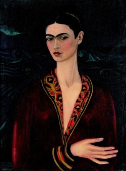 amare-habeo:  Frida Kahlo - Self-Portrait Wearing a Velvet Dress