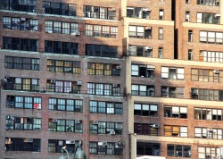 riverflowsthroughit:   Stacked boxes - Mid-town Manhattan, March