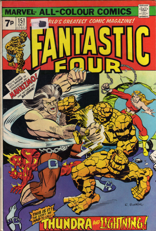 Fantastic Four 151,‘Thundra and Lightning’ - Marvel Comics 1974.  From a junk shop in Nottingham. “Silence!  It’s clear you don’t yet understand the extent of my power. You think you can defeat me–that you can mock me