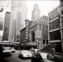 dreamcamera:  Chicago Theater traffic {Holga, developed myself}