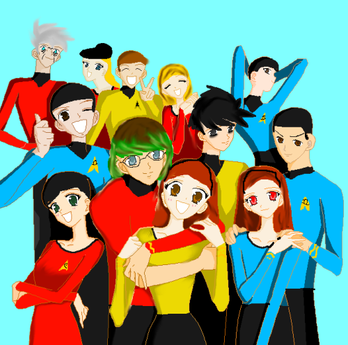 fuckyeahterribleocs:  YAY!!!!! We are in Star Trek Costumes!!!!! .  I’m the one in the captian’s shirt. Some of these people can not be  named for security reasons (AKA the non famous people) but the people  who can be identified areAmanda Young-