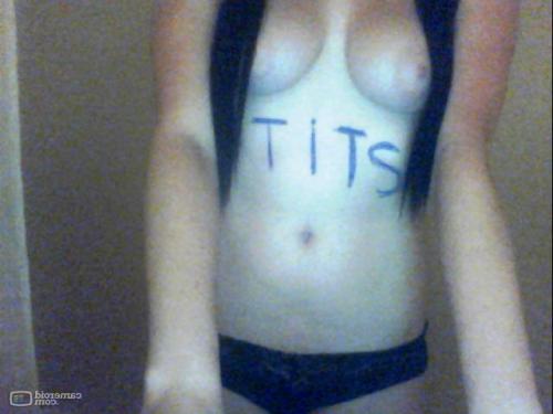 usually, the bodywriting says a person’s name or something, but this is a shot of tits, labeled tits. very original! good work to you miss! :D