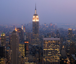 ileftmyheartinmanhattan:  Empire State Building seen from Rockefeller