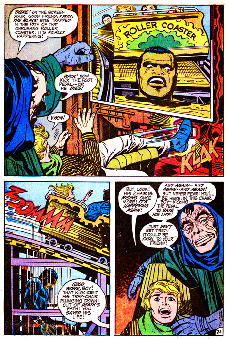 Panels from Forever People No.4, published by DC Comics, 1971.  Written, drawn and edited by Jack Kirby.  Bought from eBay. The energy of Kirby’s panels explodes from the page.  You can feel the tension of the hurtling rollercoaster, the fear