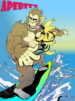 Surfing home with a lovely bunch of bananas.Apebit fanart by