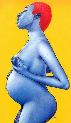 motif: color orgy - pregnant blue man. It’s an intriguing