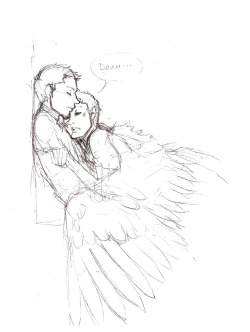 Rough Dean/Castiel lineart, working with a fanfiction idea I’ve