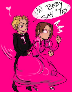 Lucifer/Sam. On prom night. In hot pink. BECAUSE.   Again, something
