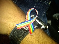 Today was the day of silence at my school. I wore this ribbon.