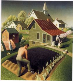 narcissusskisses:  Spring in Town (1941) by Grant Wood 