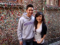 jasmyneagregado:  Gum wall at Pike Place :]  I PLACED THREE DIFFERENT