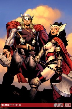 agentmlovestacos:  Thor and Sif. KILLER SWAG. By Olivier Coipel,