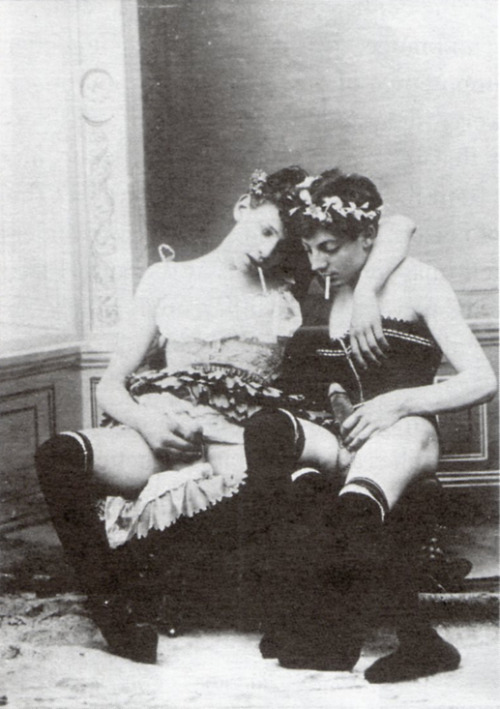 Just hanging out in girl clothes comparing dicks. Cuz, y'know… cruiseorbecruised:  Boys in Drag, 1885-1900 