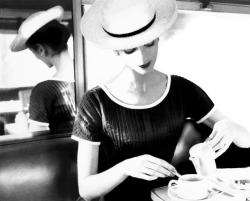 artemisdreaming:  Carmen having tea, circa 1950 Lillian Bassman