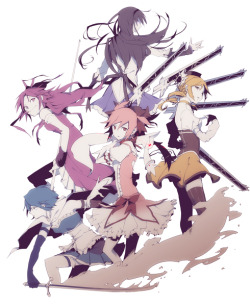 alliterate:  [image: fanart of Homura, Mami, Madoka, Sayaka,