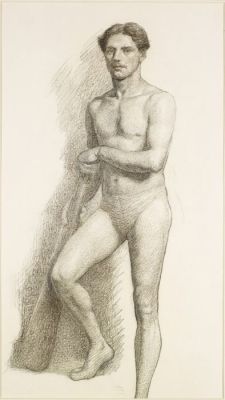 thizizit:  Henry Wallis 1850-1860 Study of a nude Man with Club