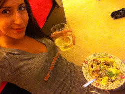 Wine, salad, and Doctor Who with @sneaks_n_bows !!! #goodfuckintimes