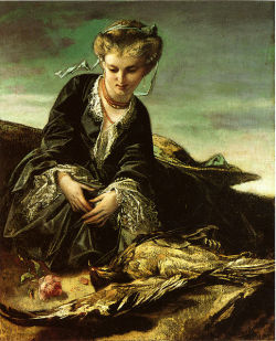 toanunnery:  Anselm Feuerbach - Das Mädchen mit dem Vogel - 1854