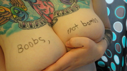 http://boobsagainstbombs.tumblr.com/ a great new contact on here that i am now following and being followed by! i hope you’ll all click on that link, and i hope if you’re already following boobsagainstbombs, you’ll think about sending