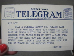 midwest-monster:  broadway antique market i bought this telegram,