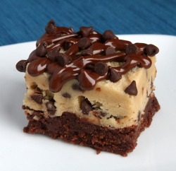 toocooltobehipster:  Chocolate Chip Cookie Dough Brownies Yield: 32