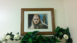 beersforfears:  a framed picture of legolas in the girl’s bathroom