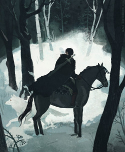 illustrationisart:  ©Kali Ciesemier : Jon Snow and Ghost beyond