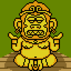 Idle hands put to work drawing pixel idols. Based on a sketch