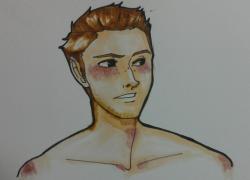 first attempt at colors with my copics. SHINY BLUSHY DEAN.