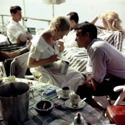   At Cannes with Romy et Alain Delon in 1959  