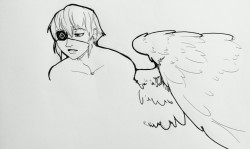 Quick bust sketch of my OC Natio. Half angel, with an Eye of