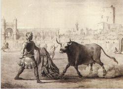 cesare-borgia:  Woodcarving of sketch of Cesare Borgia, bullfighting