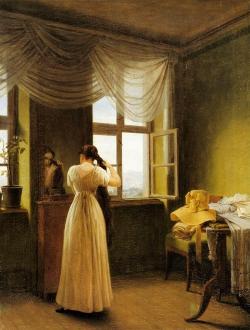 poboh:  At the Mirror, 1827, Georg Friedrich Kersting.(1785 -1847)