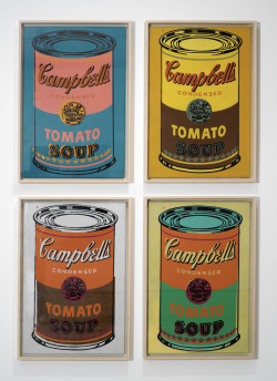 23rd-block:  Andy Warhol, Four Colored Campbell Soup Can. Silkscreen