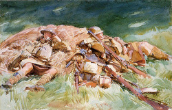 interwar:  Soldiers at Rest - Watercolour on paper - John Singer