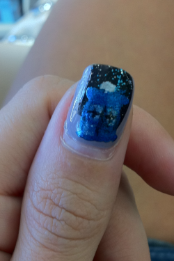 I went to the nail salon with the intentions of having them put a TARDIS and a sonic on my nails, but they refused to even try. So, I tried. And I failed. :(