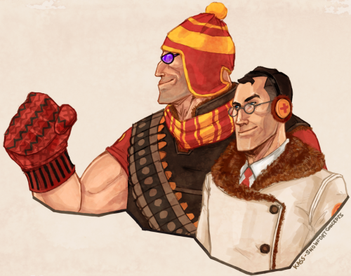 kassafrassa:  finally done with thisaksjldf.  some ideas for snowfart, nothing fancy at all fur-lined coat and earmuffs for doc; scarf, fur-lined vest, deadly mittens of punching, and a new pair of uv/snow-glare-reflecting shades for hoovy idk IDK i