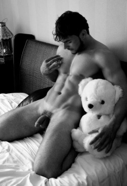 Cuddling with his friend….