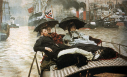 themedvedable:  James Tissot - The Thames, 1876 