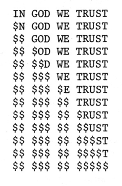 visual-poetry:  »in god we trust« by eric amann (1981)