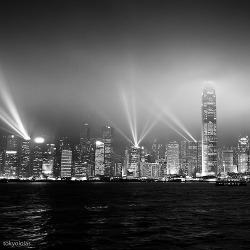 black-and-white:  Hong Kong Skyline in Black & White (by