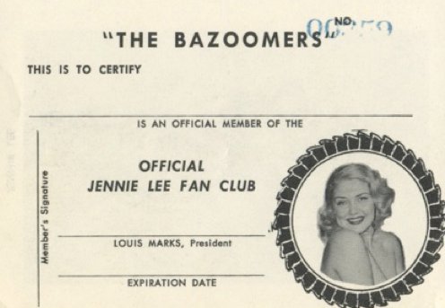 What your status card would look like, if you’d been a loyal member of “The Bazoomers” – the Official Jennie Lee Fan Club..