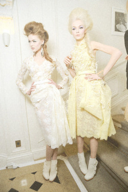 Frida Gustavsson and Siri Tollerod backstage Dior Haute Couture