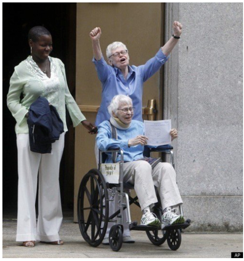 elsarge28:    The first same-sex couple to be legally married in New York City -Phyllis Siegel (76) and Connie Kopelov (84).   Seriously amazing. Good things do come to those who wait. Hope they have a long happy MARRIED life together. 