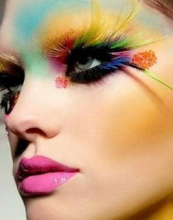 happyhues:  Check out these fun feathery rainbow lashes! (via