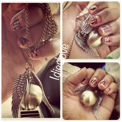 Did my nails, got my golden snitch, going to see Harry Potter