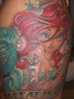 timshumateillustrations:  Bec got my Ariel drawing tattooed on